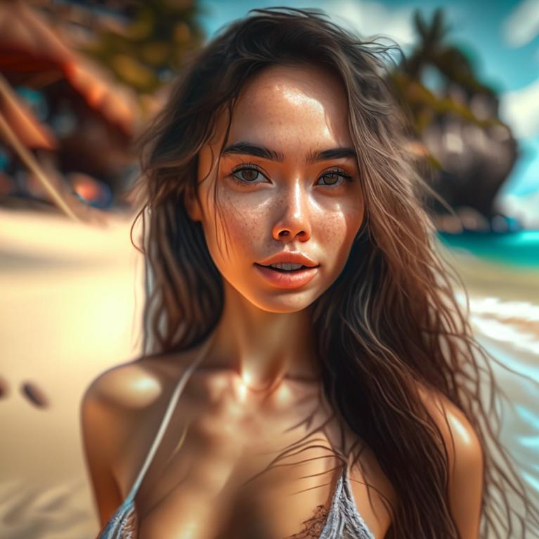 Красивая девушка на пляже в Тайланде